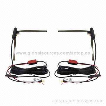 Strong Car Active Antennas for Digital TV Boxes, with VHF/UHF, Brass Connector, Stickers